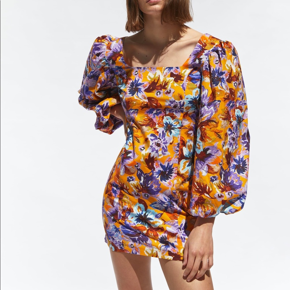 Zara Floral Puff Sleeve Dress